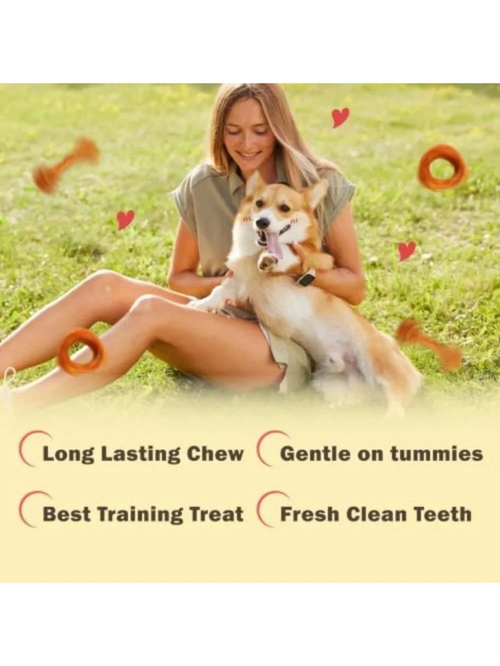 Natural Turkey Tendon Dog Chews, USA-Sourced, Small Rings, 20 Count (2 Pack)